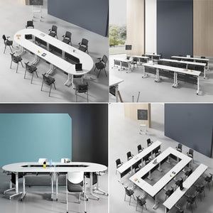 NaLoRa Foldable Conference Room Table 4 Pack with Silent Wheels, 47.2L x 19.7W x 29.5H - Modern Rectangular Seminar Training Table