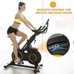 SNODE Magnetic Exercise Bike S9 with APP- Professional Cycling Bike with 4-way Adjustable Multifunctional Handlebar, Compatible with ZWIFT, Kinomap, Iconsole - Max 331 lbs