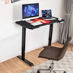 GYMAX Electric Standing Desk, Adjustable Height Computer Workstations 48 x 24 inches with Memory Controller & Fully Covered Mouse Pad, Sit Stand Up Desk for Home Office