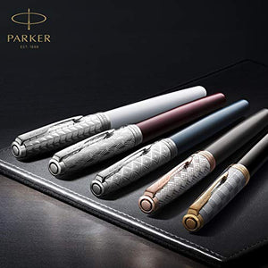 PARKER Sonnet Fountain Pen | Premium Silver Mistral Finish with Gold Trim | Fine 18k Gold Nib with Black Ink Cartridge | Gift Box