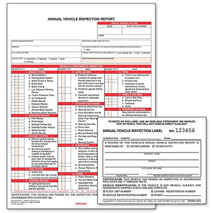 Annual Vehicle Inspection Report (Shrinkwrapped Snap-Out Format, 3-Ply Carbonless, 8.5" x 11.75") with Label (2-Ply Vinyl with Mylar Laminate, 5" x 4") - 100-pk. - J. J. Keller & Associates