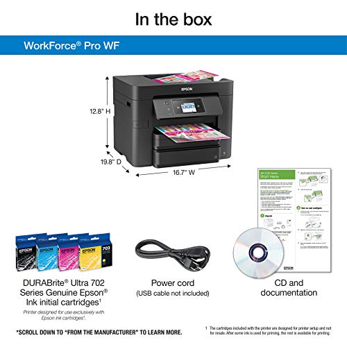 Epson Workforce Pro WF-3732 All-in-One Wireless Color Inkjet Printer ...