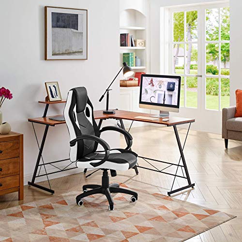 Mr IRONSTONE L-Shaped Desk 50.8" Computer Corner Desk & Gaming Chair Office Executive Computer Ergonomic Video Game Chair
