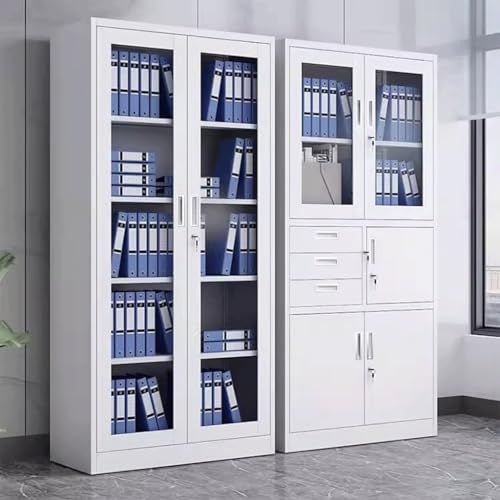 LINKIO Metal Vertical Filing Cabinet with Locks and Glass - Home/Office Printer Stand with Drawer