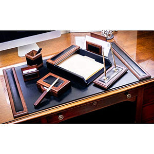 Dacasso Wood & Leather Desk Set, 8pcs, Walnut