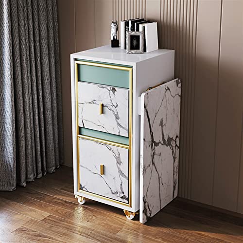 BinOxy Foldable Computer Desk with Casters and Bookcase - Light Luxury Laptop Table