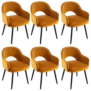 DUOMAY Swivel Dining Chair Set of 6, Velvet Upholstered Modern Accent Chair - Yellow