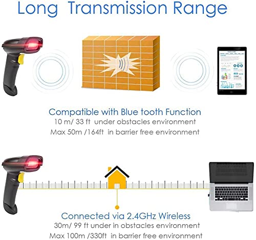 NETUM NT-1228BL 2D Barcode Scanner - Wireless & Bluetooth, USB Wired, QR PDF417 Data Matrix Reader (500 Pieces)