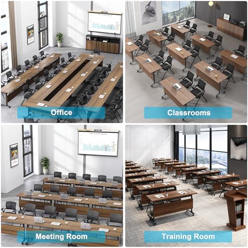 Ysjndasm Modern Office Conference Table 4 Pack - Folding Training Table with Caster Wheels
