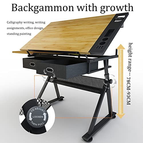 FLaig Adjustable Drawing Table with Tiltable Tabletop and Storage Drawers