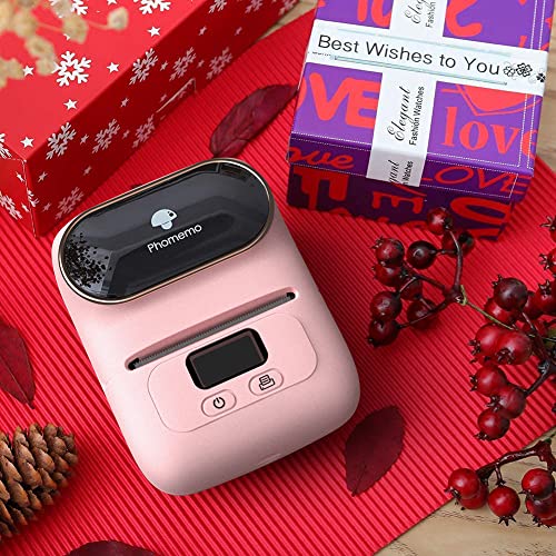 Phomemo M110 Label Maker Portable Bluetooth Thermal Sticker Label Maker Printer for Address Barcode, Clothing, PhotoLogo, Jewelry, Retail, Business, Home, for iOS & Android, Print Black on White