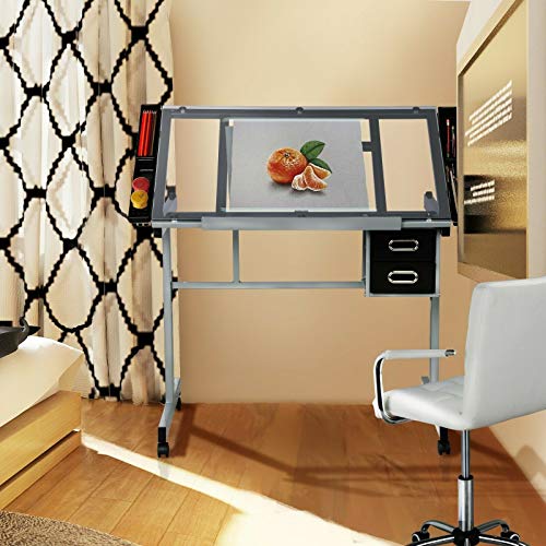 LCSA Adjustable Drafting Table Artist Drawing Table Craft Desk Home Office Art Use