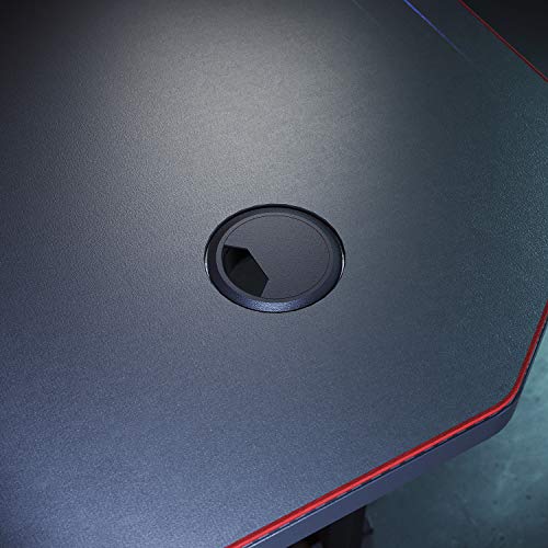 ELEGANT Gaming Desk with Led Lights Gaming Desk 55 inch Computer T-Shaped E-Sports Game Table Metal PC Desk with Mouse Pad Workstation for Home Office(Black)
