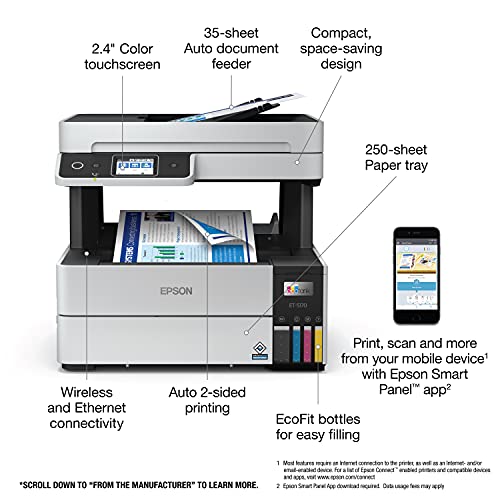 Epson EcoTank Pro ET-5170 Wireless Color All-in-One Supertank Printer - Renewed White