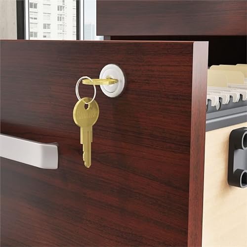 Pemberly Row Cherry 72" x 24" Shell with Two 2-Drawer Mobile File Cabinets