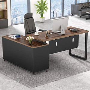 Tribesigns L-Shaped Computer Desk, 55 Inch Large Executive Office Desk with Drawers Business Furniture Workstation with 47 inch File Cabinet