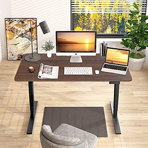 MAIDeSITe Dual Motor Electric Standing Desk Adjustable Height Computer Desk, 55 x 28 Inches Stand Up Desk Workstation Home Office Table, Black Frame/Walnut Top