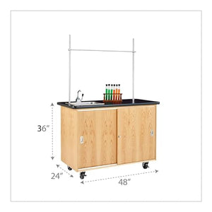 Diversified Woodcrafts Mobile Lab Demo Cabinet, Oak, 48''W x 24''D x 36''H, GFI Outlet, Stainless Sink