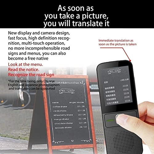 Language Translator Device 137 Languages Handheld Two-Way Multi Language Translator with Voice and Photo Translations Black
