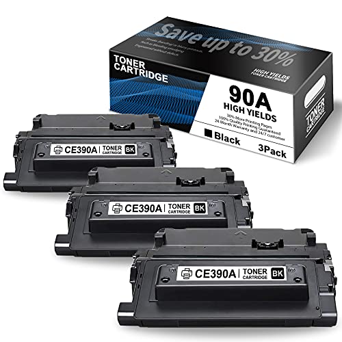 (3 Pack, Black) 90A CE390A Toner Cartridge Compatible 90A Toner Replacement for HP Enterprise 600 Printer M602dn M602x M603n M603dn M603xh M4555h M4555f M4555fskm M4555 Printer Toner