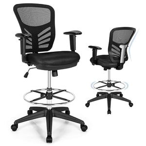 XYZTech Modern Height Adjustable Mesh Drafting Chair with Lumbar Support & Foot Ring