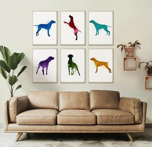 Wallbuddy German Shorthaired Pointer Minimalist Wall Art Set - Colorful Dog Paintings Home Decor | Dog Lover Gifts (33.1 x 46.8)