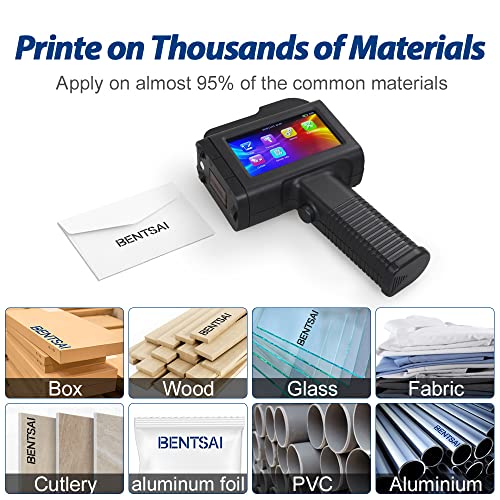 BENTSAI B35 One inch Handheld Inkjet Printer, Large Character Inkjet Printer, Up to 1"/25mm Print Height, Use for Both Water-Absorbing and Almost Any Porous Surfaces with Solvent Quick Dry Ink