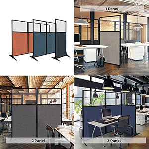 VERSARE Workstation Partition | Portable Wall Divider | Modern Office Cubicle | Free Standing Privacy Screen | Flexible Work Space | 66" x 70" with Window, Cloud Gray Fabric Panels