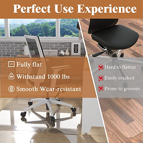 Natsukage Glass Chair Mat 46" x 53" 1/4" Thick Tempered Glass Office Chair Mat