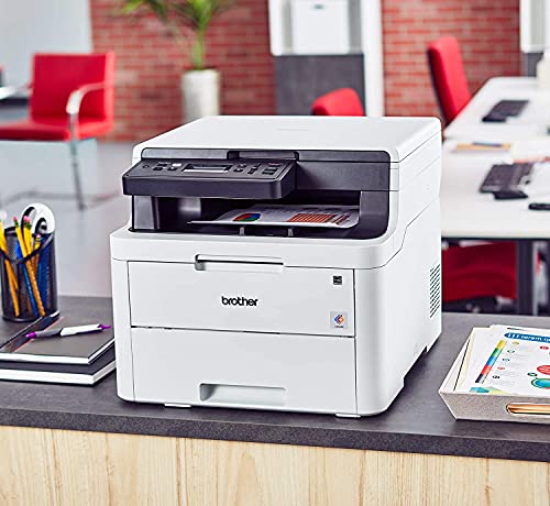 Premium Brother HL-L3200CDW Series Compact All-in-One Digital Color Printer I Print Copy Scan I Wireless I Mobile Printing I Auto 2-Sided Printing I 25 PPM I 250 Sheets/Tray + Delca Printer Cable