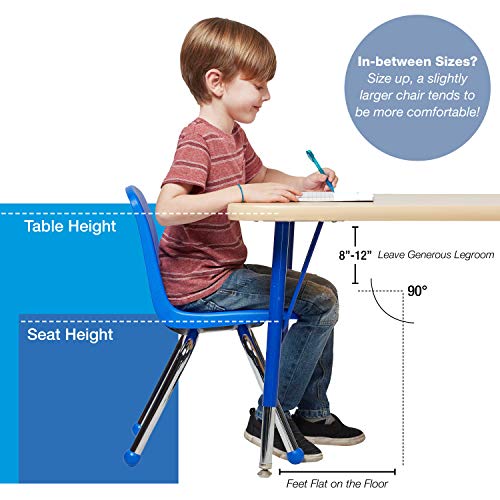 FDP 14" School Stack Chair, Stacking Student Seat with Chromed Steel Legs and Ball Glides; for in-Home Learning or Classroom - Black (6-Pack), 10363-BK