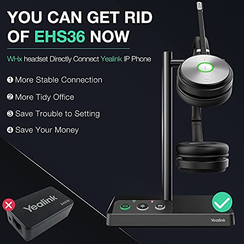 Yealink WH62 Wireless DECT Headset with Noise Cancelling Microphone for Office IP VoIP Phones