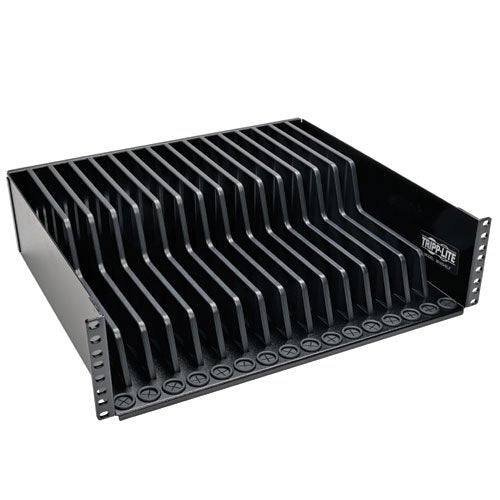 Tripp Lite 3U Rack Mount Tablet iPad Laptop Chromebook Storage Shelf for Racks SR16SHELF Black