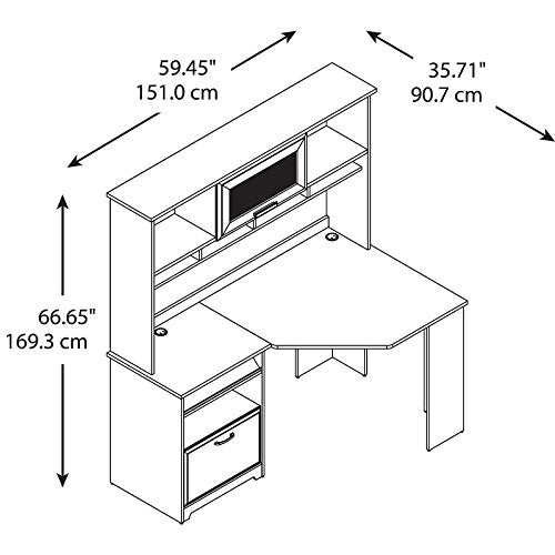 Bush Furniture Cabot Corner Desk with Hutch in Heather Gray