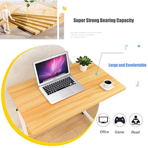 HH&DD Adjustable Side Table with Wheels for Small Spaces,Portable Mobile Laptop Table Small Standing Desk,Rolling Computer Cart Workstation for Sofa and Bed-B 80x40cm(31x16inch)