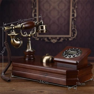 None Antique Fixed Telephone Solid Wood Landline Phone (Color: Style 2) (Style 1)