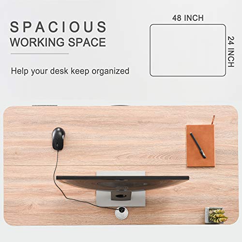 MONOMI Electric Height Adjustable Standing Desk, 48 x 24 inches Stand up Desk Workstation, Sit Stand Home Office Table with 4 Programmable Preset Controller (Oak Top/White Legs)