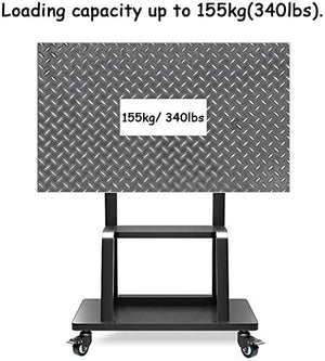 None TV Rack Furniture Commercial TV Mobile Cart for 55"-95" Flat Panel Screens, Black Heavy Duty 2 Shelf and Locking Wheels,Load 155kg TV Rack Full Motion