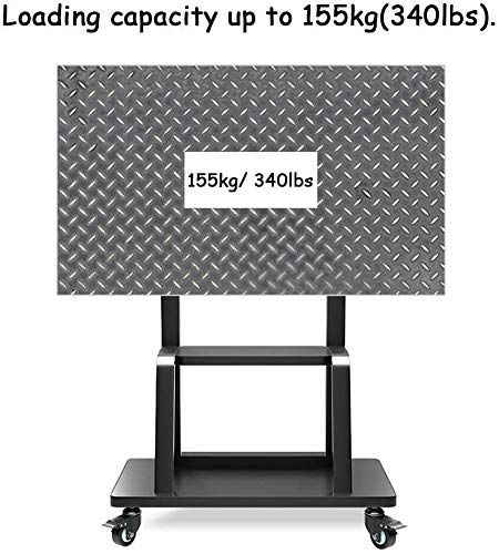 TV Rack Furniture Commercial TV Mobile Cart for 55"-95" Flat Panel Screens, Black Heavy Duty 2 Shelf and Locking Wheels,Load 155kg TV Rack Full Motion