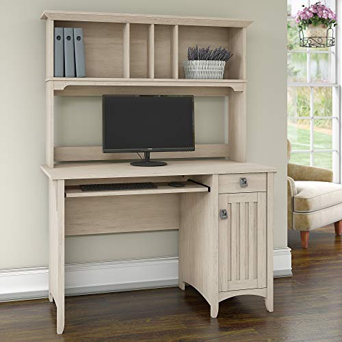 Bush Furniture Salinas Small Computer Desk with Hutch, Antique White