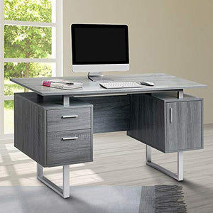 Techni Mobili Modern Office Desk with Storage, Gray