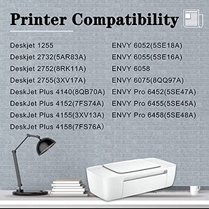 (5Black,5Tri-Color) 67XL Ink Cartridge Replacement for HP Deskjet 1255 2732 2752 2755 Plus 4140 4152 Plus 4155 4158 Envy 6052 6055 6058 6075 Pro 6452 6455 6458 3YM57AN 3YM58AN Printer Ink Cartridge