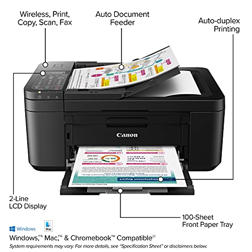 Canon PIXMA TR4720 All-in-One Wireless Printer for Home use, with Auto Document Feeder, Mobile Printing and Built-in Fax, Black