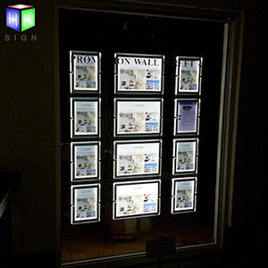 A4 Portrait Real Estate Window Hanging Led Sign Holder Display (4pcs Hanging in one Column)