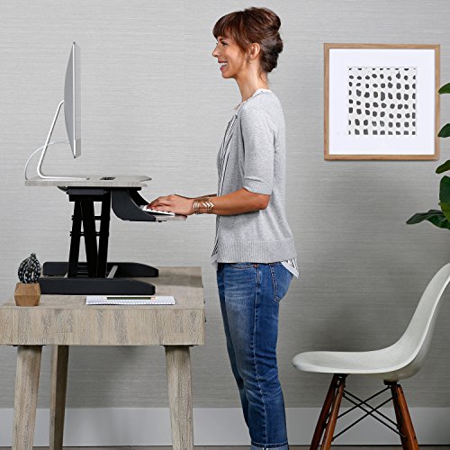 Ergotron WorkFit-Z Mini Small Standing Desk Converter - 31 Inch Width, Grey Woodgrain