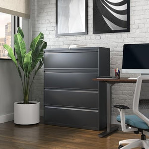 Lorell 60437 4-Drawer Lateral File Cabinet, 42"x18-5/8"x52-1/2", Charcoal