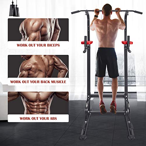 RELIFE REBUILD YOUR LIFE Power Tower Dip Pull Up Station Tower for Home Gym Strength Training Fitness Equipment