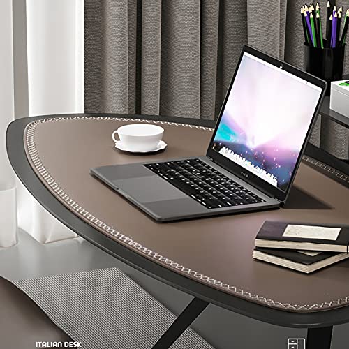 Modern Light Luxury Computer Desk with Leather Table Mat - Orange