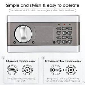 1.7Cub Fireproof and Waterproof Security Box, Digital Combination Lock Safe with Keypad LED Indicator, for Cash Money Jewelry Guns Cabinet