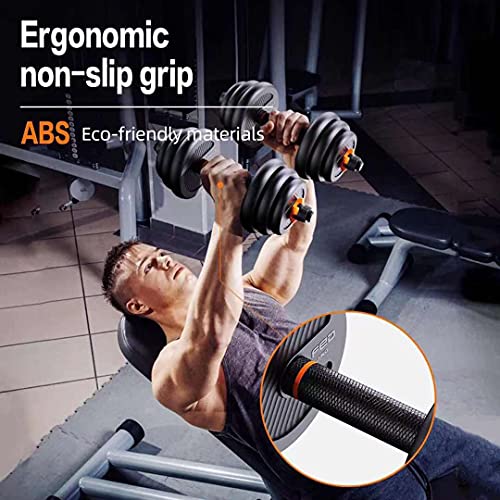 6 in 1 Adjustable Dumbbell Set of 2 Weight Pair , Free Weight ,Dumbellsweights Set 22/44/66/88 Lbs , Adjustable Kettlebell Barbell Set , for Home Gym and Workout Fitness Equipment for Men and Women